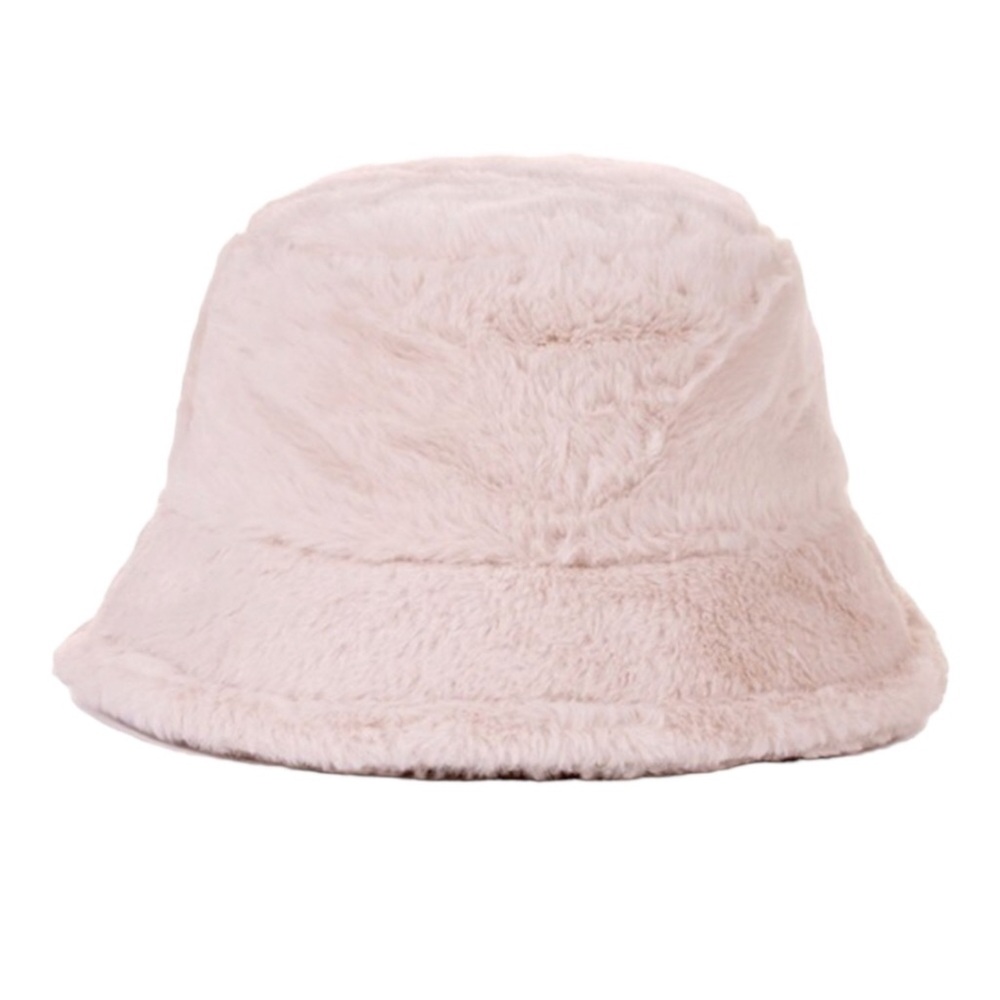 Fluffy Fuzzy Bucket Hat Women Color Beige Size OS